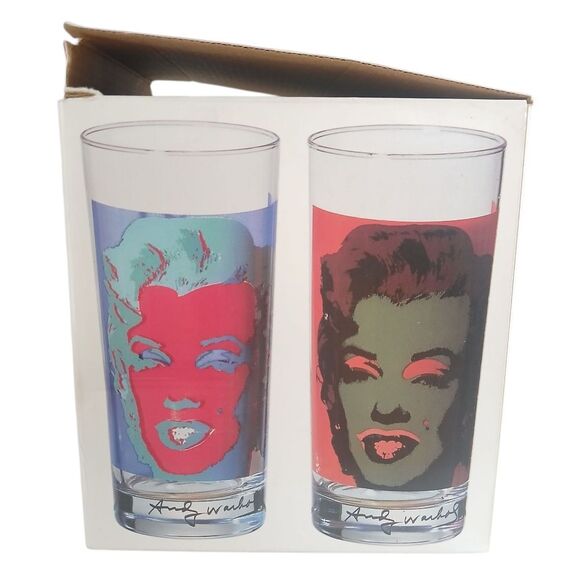 Vibrant Pop Art Vintage Andy Warhol Marilyn Monroe Block Glasses New In Box Rare - Picture 7 of 11